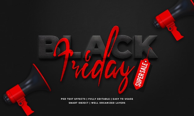 Modelo de efeito de estilo de texto 3d black friday