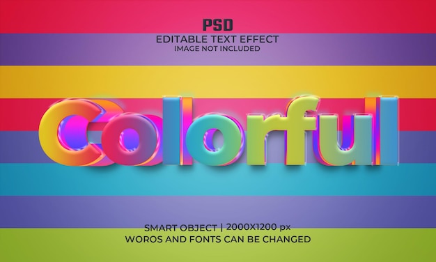 PSD modelo de efeito de estilo de texto 3d colorido