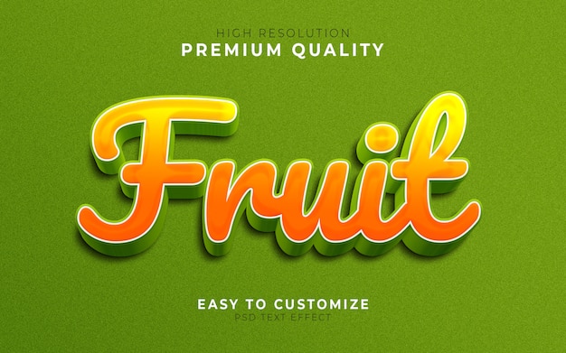 PSD modelo de efeito de estilo de texto 3d de fruta laranja