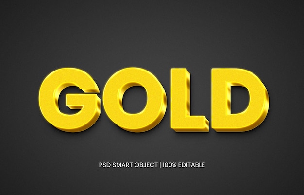 PSD modelo de efeito de estilo de texto ouro 3d