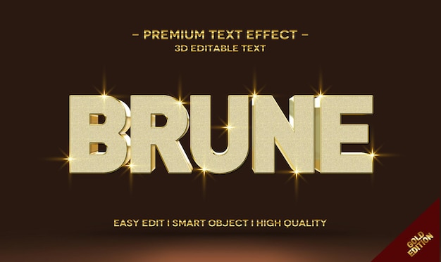 Modelo de efeito de estilo de texto ouro brune 3d