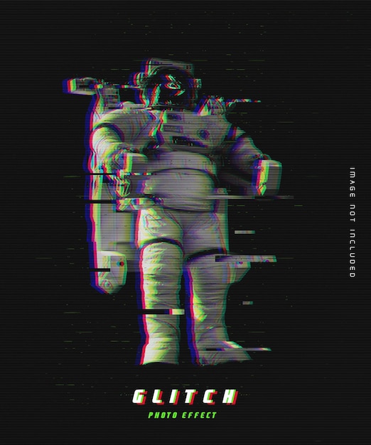 PSD modelo de efeito de foto de glitch