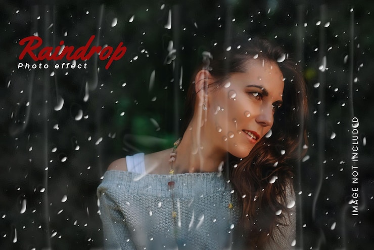 PSD modelo de efeito de foto de gota de chuva de janela molhada de gota d'água