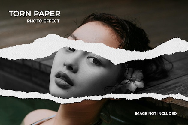 Modelo de efeito de foto de papel rasgado