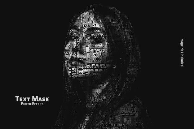 Modelo de efeito de foto de rosto de retrato de máscara de texto