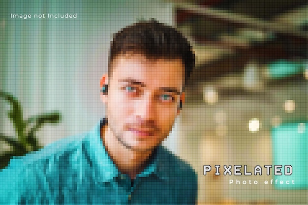 PSD modelo de efeito de foto pixel art