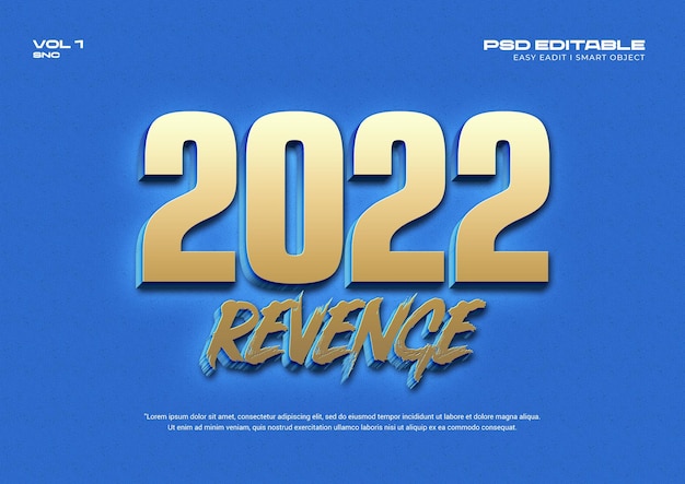 Modelo de efeito de texto 3d 2022 revenge