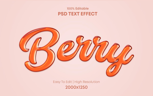 Modelo de efeito de texto 3d berry