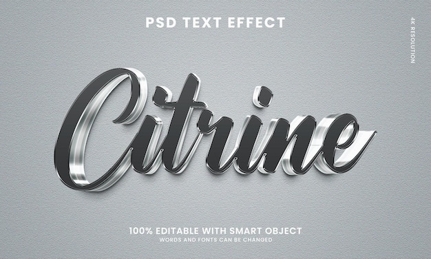 PSD modelo de efeito de texto 3d citrino