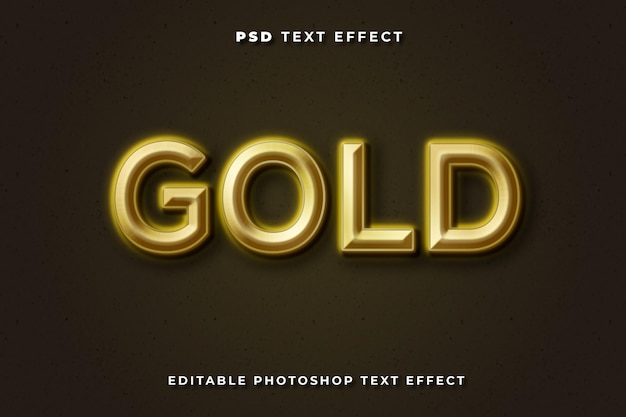 Modelo de efeito de texto 3d dourado com fundo escuro