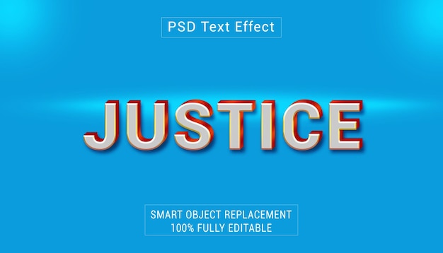 PSD modelo de efeito de texto 3d editável da justiça