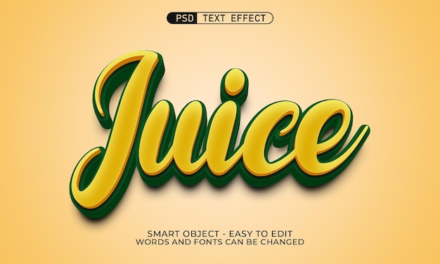 Modelo de efeito de texto 3d juice