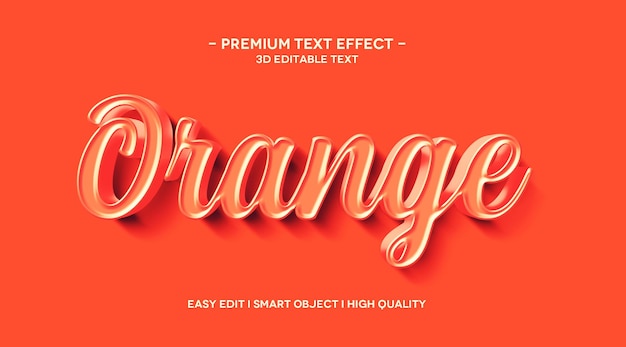 Modelo de efeito de texto 3d laranja