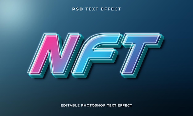 PSD modelo de efeito de texto 3d nft com cor gradiente