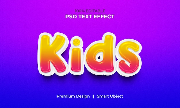 Modelo de efeito de texto 3D para crianças em estilo desenho animado