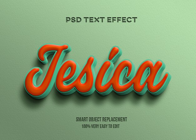 PSD modelo de efeito de texto 3d retro verde laranja