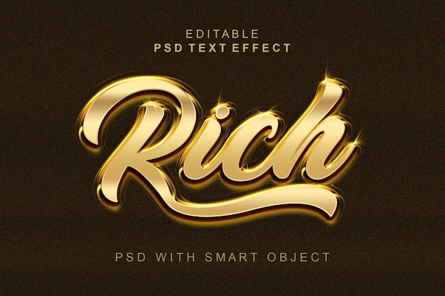 PSD modelo de efeito de texto 3d rico