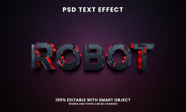 Modelo de efeito de texto 3d robô