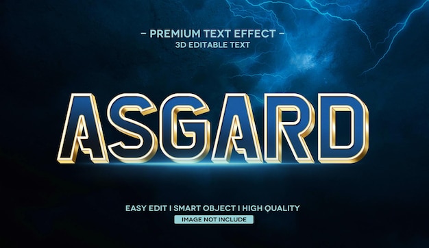 Modelo de efeito de texto asgard 3d com reflexo