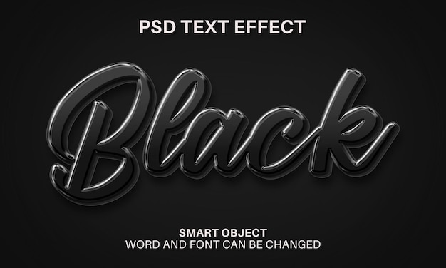 PSD modelo de efeito de texto brilhante 3d preto