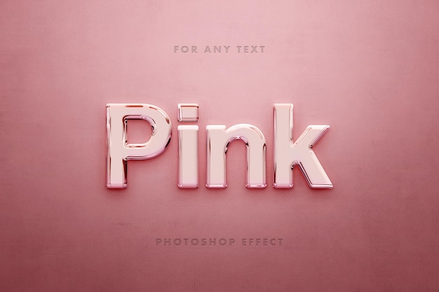 PSD modelo de efeito de texto brilhante 3d rosa