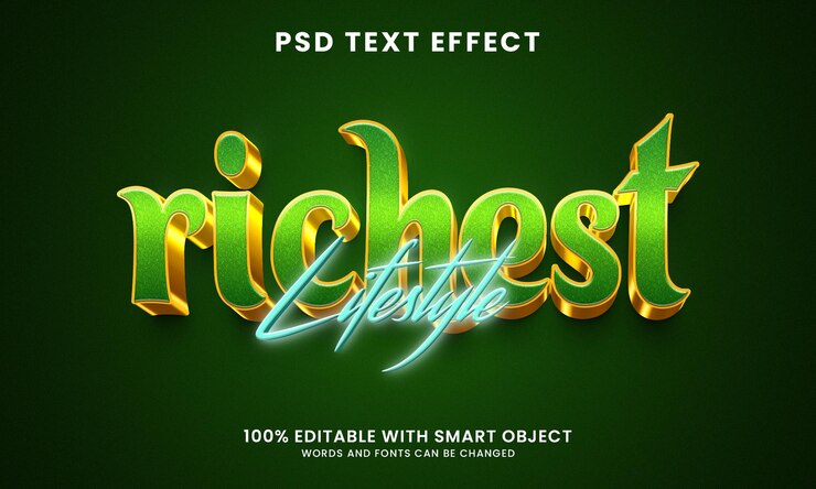 PSD modelo de efeito de texto brilhante de luxo estilo 3d