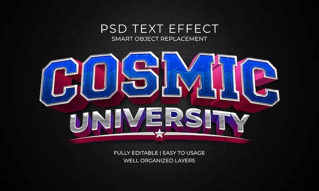 Modelo de efeito de texto da cosmic university