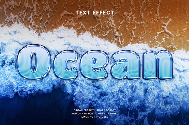 Modelo de efeito de texto de desenho animado 3d oceano