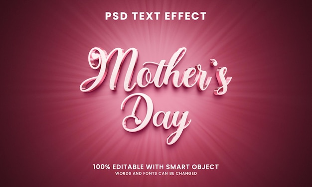 Modelo de efeito de texto de estilo 3d do dia das mães