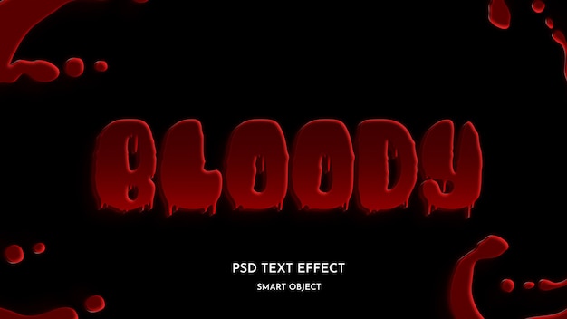 PSD modelo de efeito de texto de horror de sangue pingando