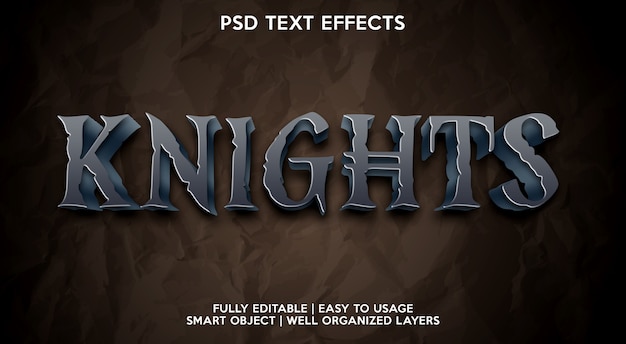 PSD modelo de efeito de texto de knights