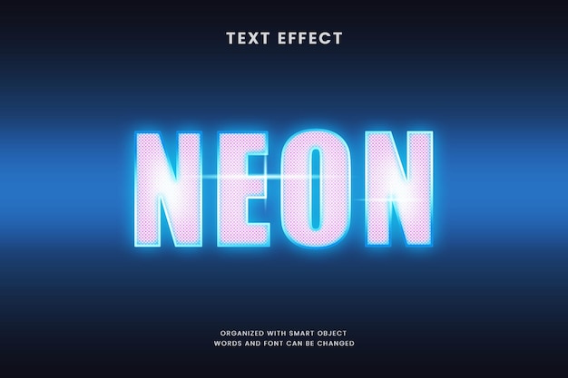 Modelo de efeito de texto de luz neon azul