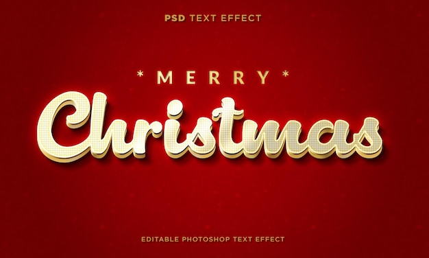 Modelo de efeito de texto de Natal 3D com fundo vermelho