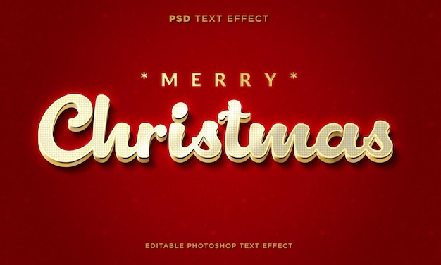 Modelo de efeito de texto de natal 3d com fundo vermelho