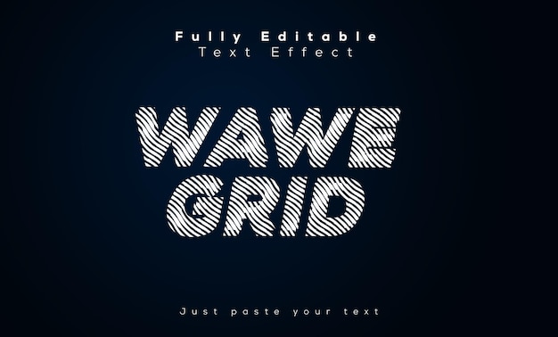 Modelo de efeito de texto de padrão de grade Wawe totalmente editável