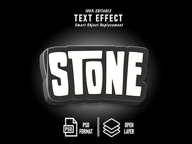 Modelo de efeito de texto de pedra preto