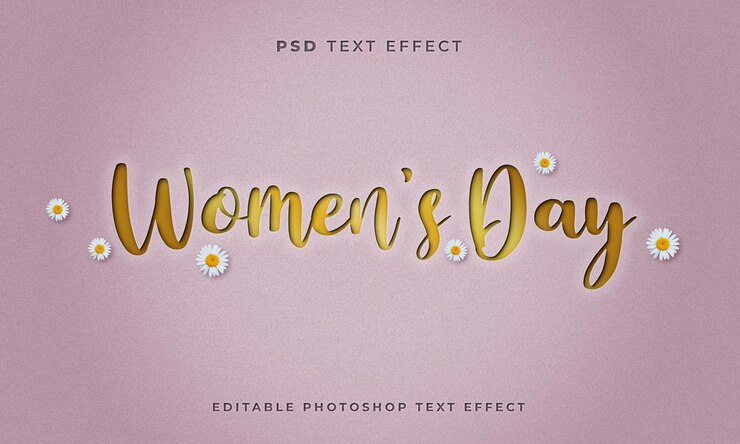 PSD modelo de efeito de texto do dia da mulher 3d