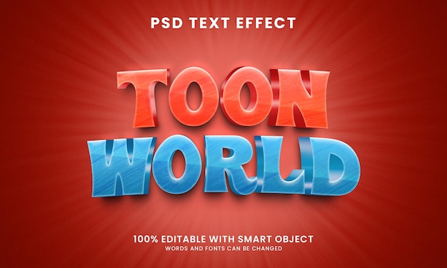 Modelo de efeito de texto do mundo toon