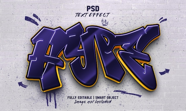 PSD modelo de efeito de texto editável de hype graffiti