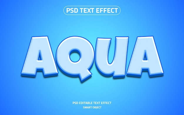 PSD modelo de efeito de texto editável do logotipo aqua