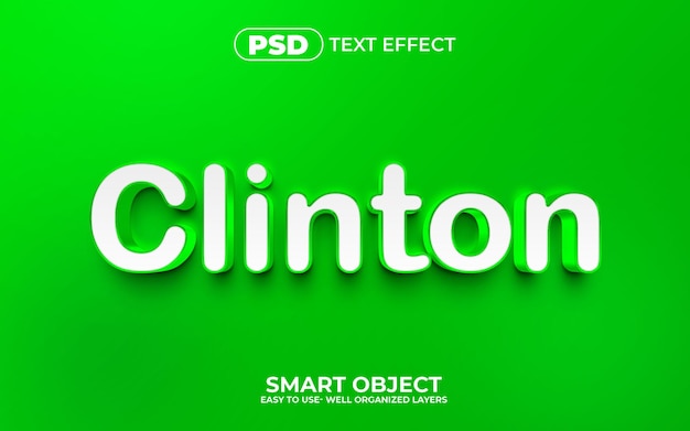 Modelo de efeito de texto editável em 3d clinton
