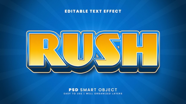 Modelo de efeito de texto editável rush 3d