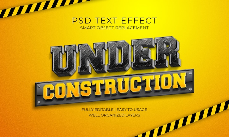PSD modelo de efeito de texto em construção