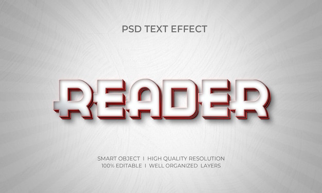 Modelo de efeito de texto estilo reader 3d