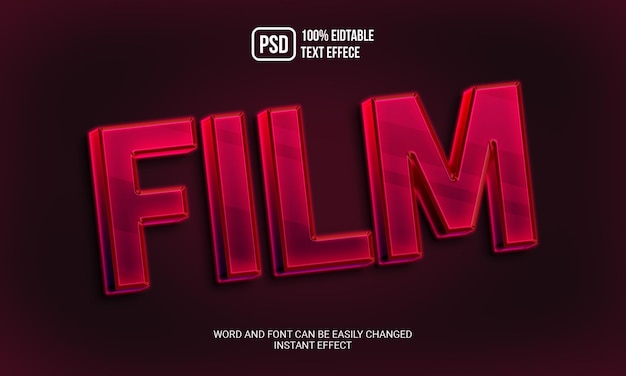 PSD modelo de efeito de texto flim estilo 3d