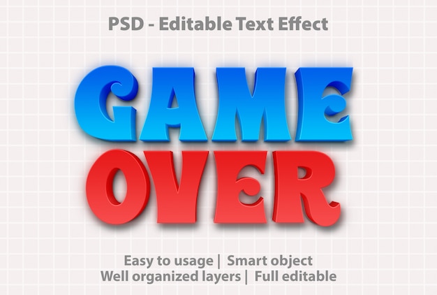 PSD modelo de efeito de texto game over