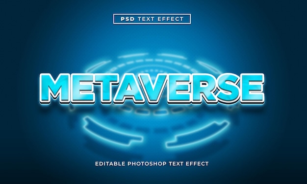 PSD modelo de efeito de texto metaverso 3d com cor azul