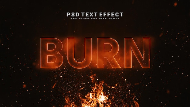 PSD modelo de efeito de texto queimado