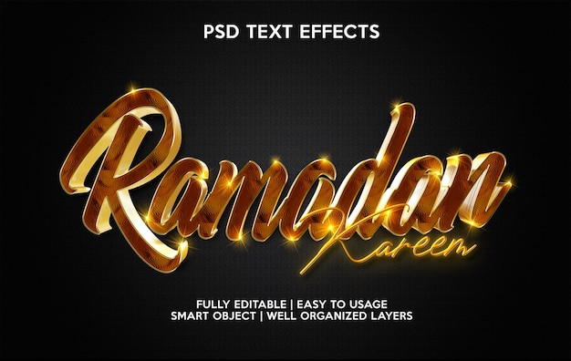 PSD modelo de efeito de texto ramadan kareem