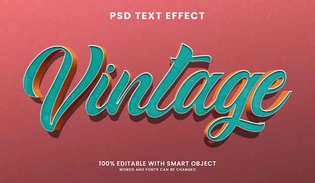PSD modelo de efeito de texto retrô vintage